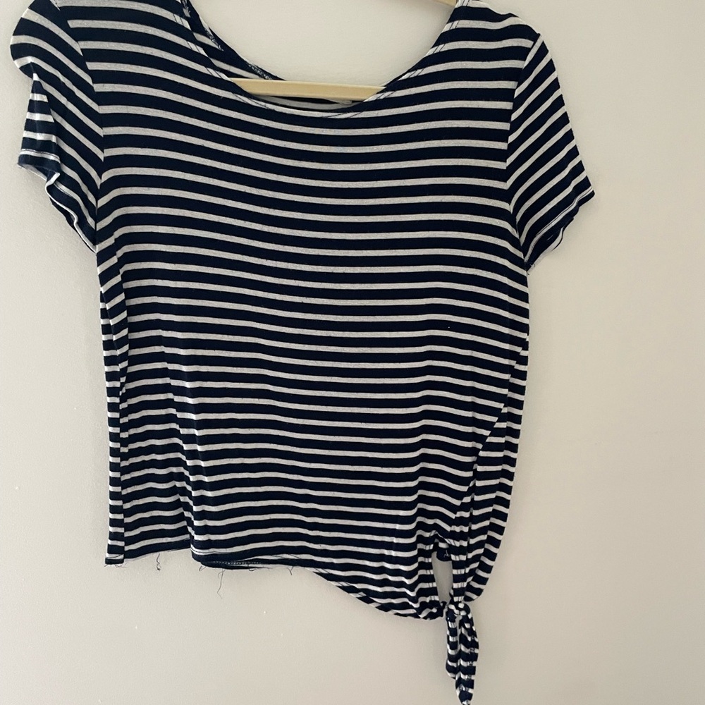 Olivia Rae Navy and White Striped Short Sleeve Tee